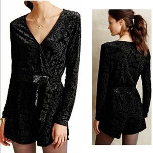 Saylor Black Burnout Velvet Romper M
